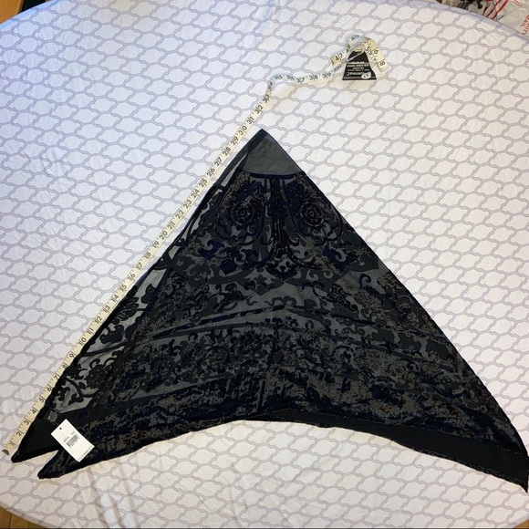 Triangle Velvet Floral Scroll Scarf - Picture 2 of 3